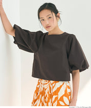 French Elegant Bow Puff Sleeve Cropped Top