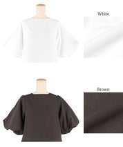 French Elegant Bow Puff Sleeve Cropped Top