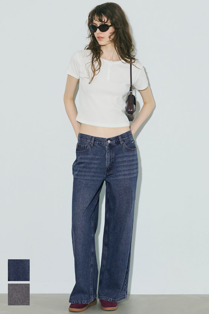 復古低腰直筒牛仔褲