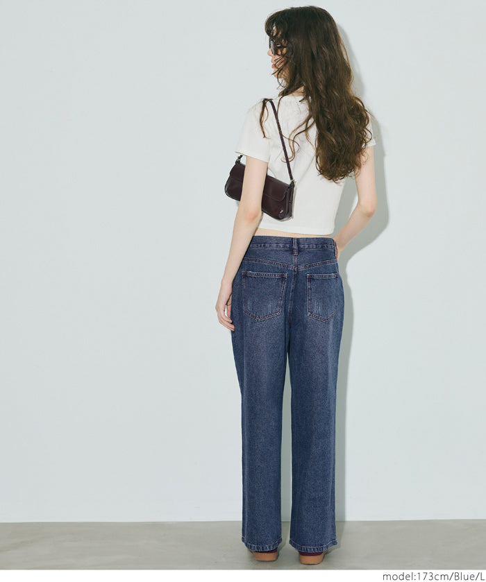 復古低腰直筒牛仔褲