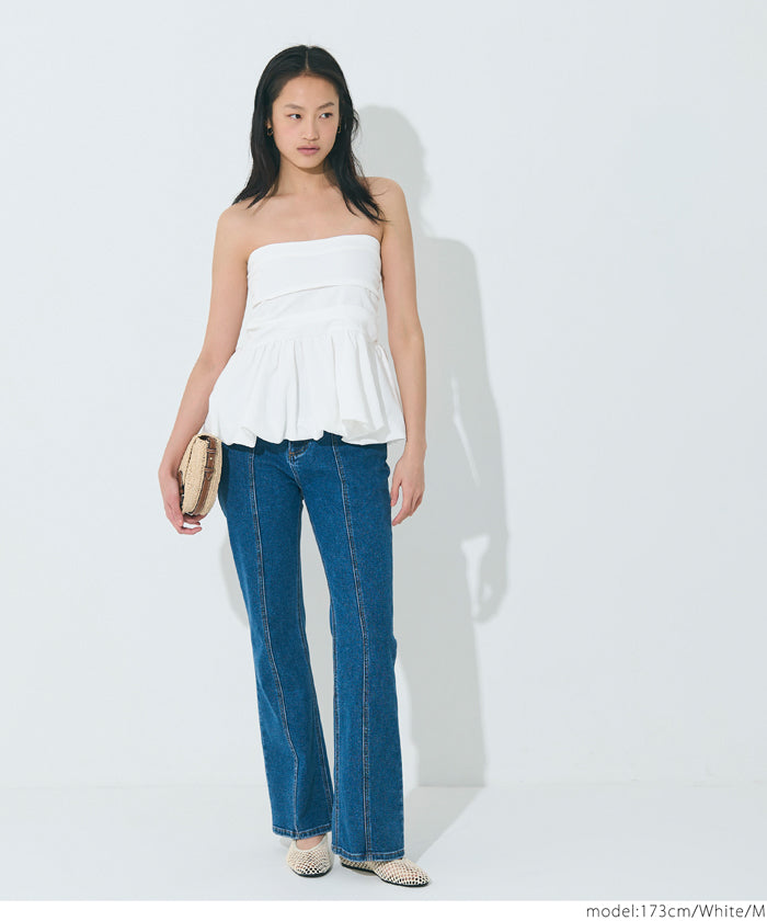 Japanese style sweet flower bud hem tube top babydoll vest