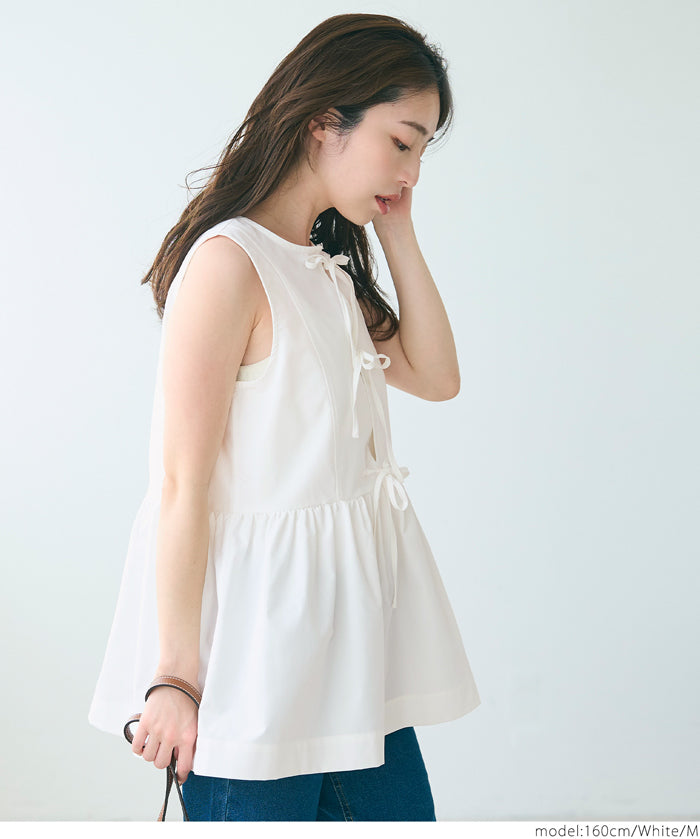 Bowknot Lotus Hem Waisted Sleeveless Vest