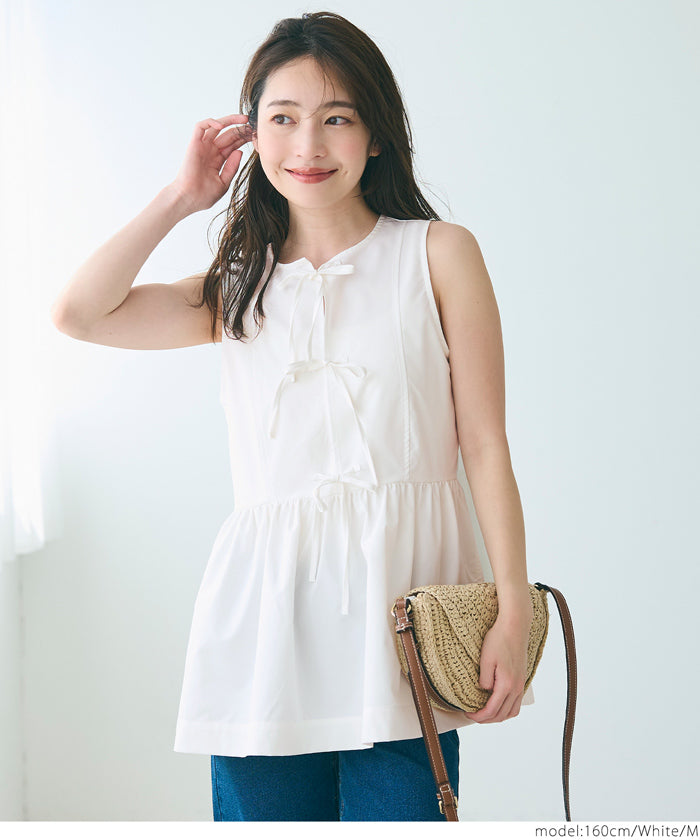 Bowknot Lotus Hem Waisted Sleeveless Vest