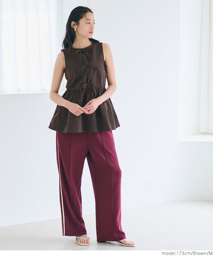 Bowknot Lotus Hem Waisted Sleeveless Vest