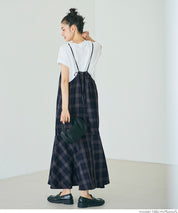 質感格紋細肩帶魚尾連身裙