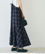 質感格紋細肩帶魚尾連身裙