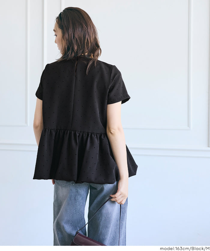 日系水玉短袖拼接娃娃上衣
