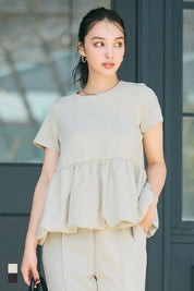 日系水玉短袖拼接娃娃上衣