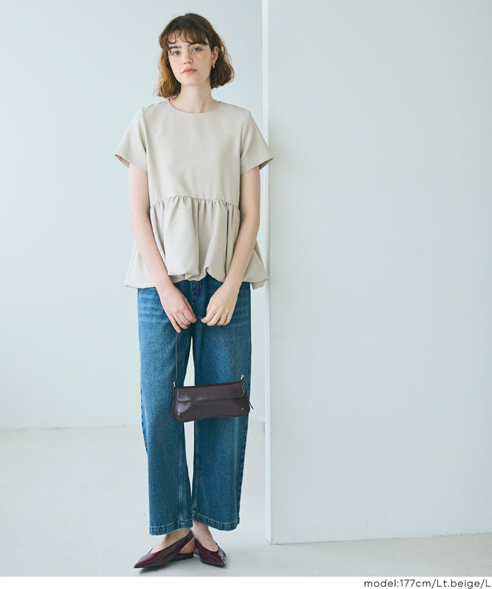 日系水玉短袖拼接娃娃上衣