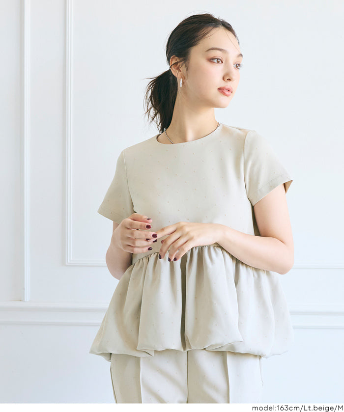 日系水玉短袖拼接娃娃上衣