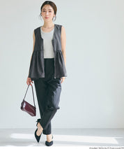 Japanese style V-neck wrinkled patchwork babydoll vest