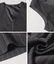 Japanese style V-neck wrinkled patchwork babydoll vest