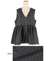 Japanese style V-neck wrinkled patchwork babydoll vest