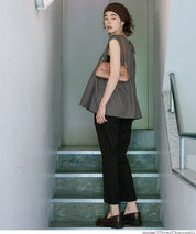 細直條紋V領娃娃背心