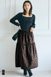 Japanese Style Polka Dot Tiered Skirt