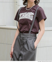 細直條紋英倫感2way吊帶褲