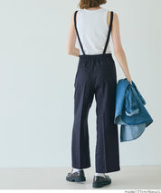 細直條紋英倫感2way吊帶褲