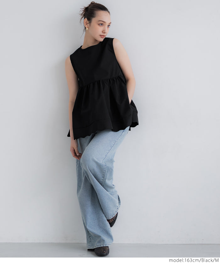 Sweet Back Tie Lotus Hem Sleeveless Top