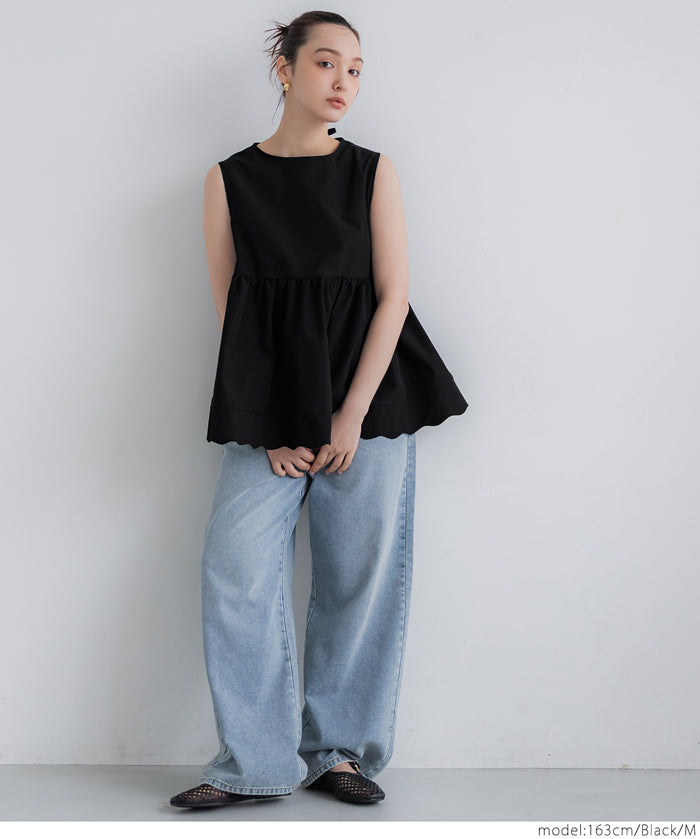 Sweet Back Tie Lotus Hem Sleeveless Top