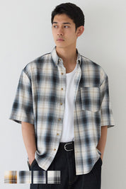 男裝格紋短袖襯衫