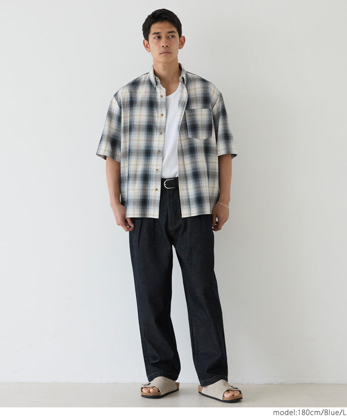 男裝格紋短袖襯衫