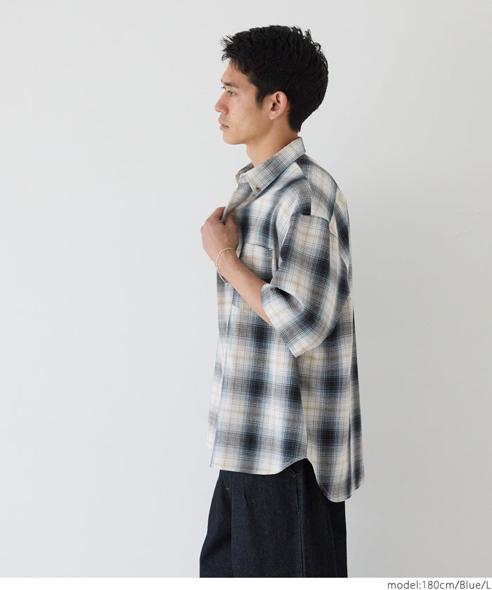 男裝格紋短袖襯衫