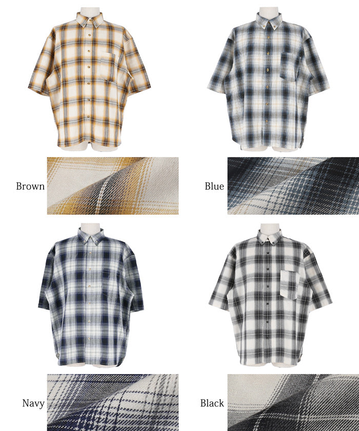 男裝格紋短袖襯衫