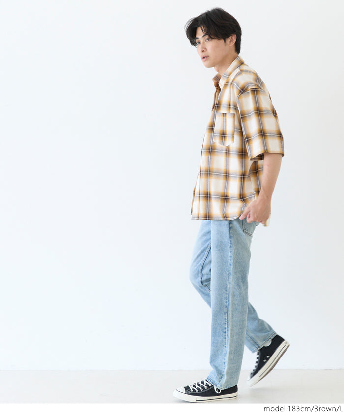 男裝格紋短袖襯衫