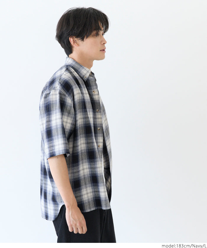 男裝格紋短袖襯衫