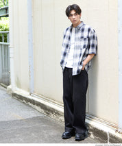 男裝格紋短袖襯衫