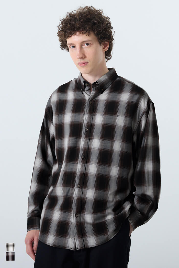 男裝格紋長袖襯衫