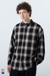 男裝格紋長袖襯衫