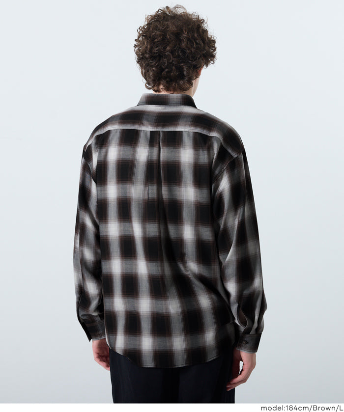 男裝格紋長袖襯衫