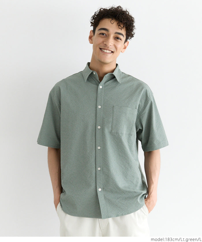 Men's willow fabric simple short-sleeved shirt
