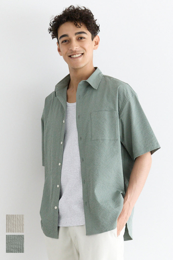 Men's willow fabric simple short-sleeved shirt