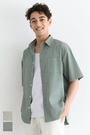 Men's willow fabric simple short-sleeved shirt