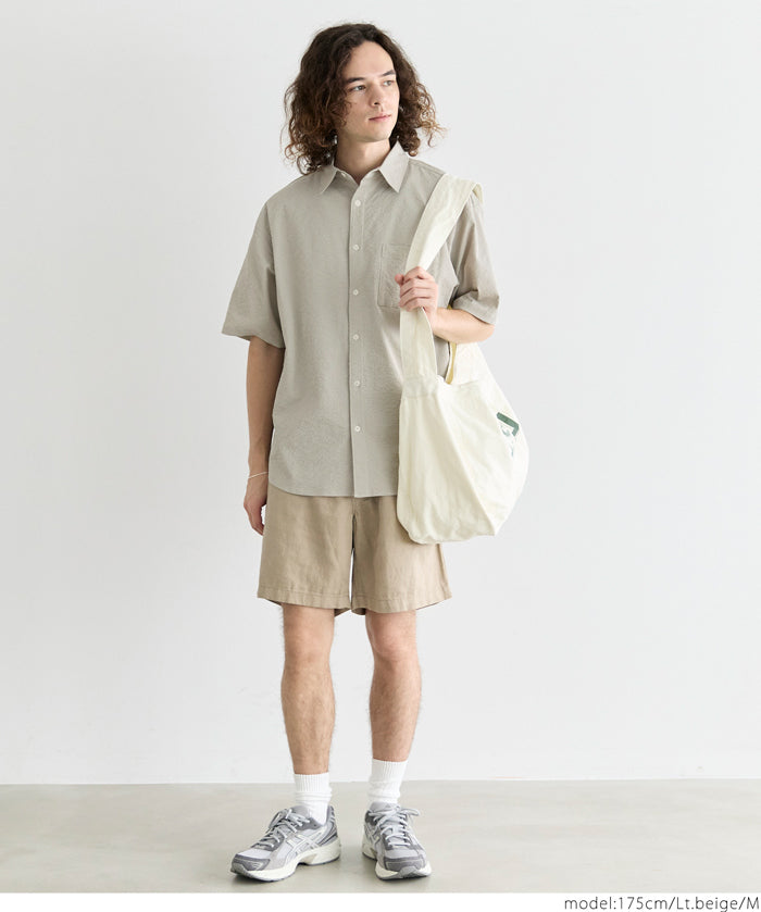 Men's willow fabric simple short-sleeved shirt