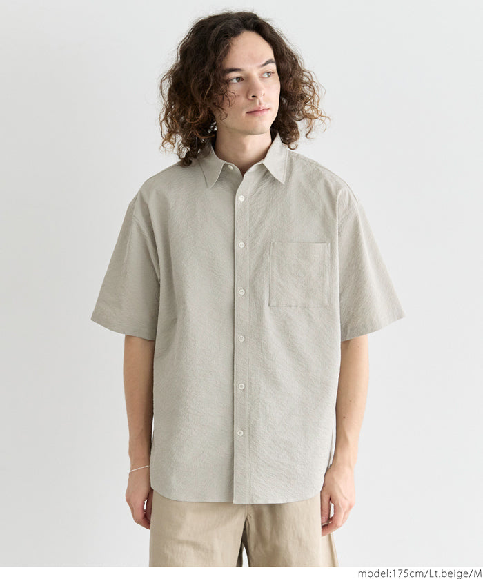 Men's willow fabric simple short-sleeved shirt