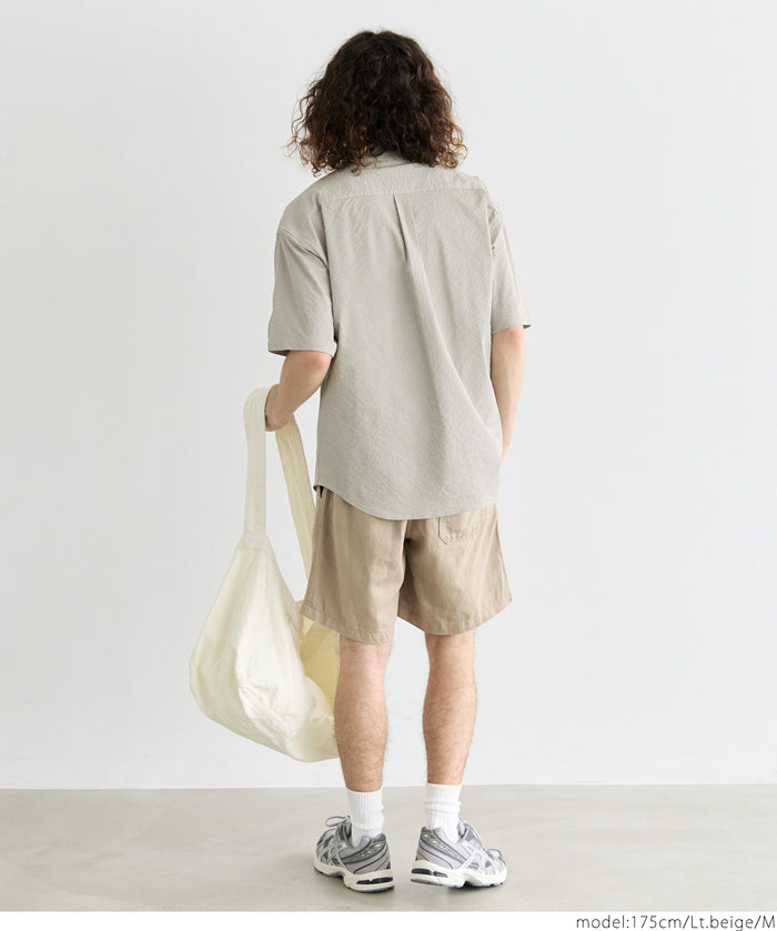 Men's willow fabric simple short-sleeved shirt