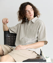 Men's willow fabric simple short-sleeved shirt