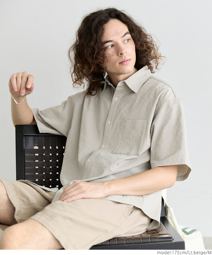 Men's willow fabric simple short-sleeved shirt