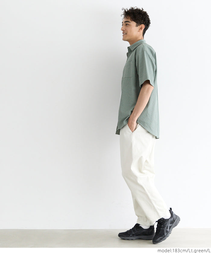 Men's willow fabric simple short-sleeved shirt