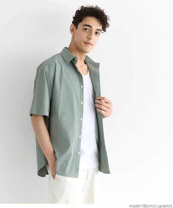 Men's willow fabric simple short-sleeved shirt