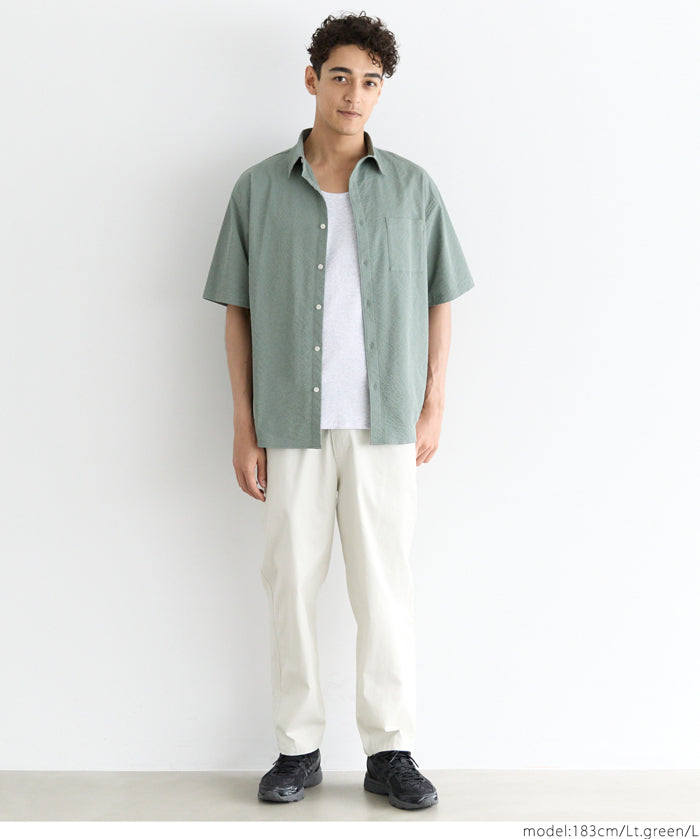 Men's willow fabric simple short-sleeved shirt