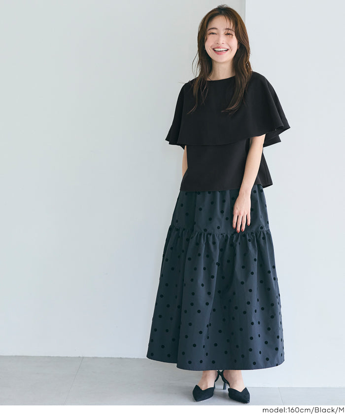 Elegant cape-style short-sleeved shirt for commuting