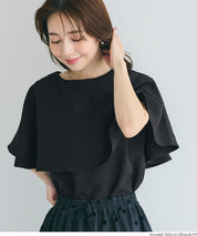 Elegant cape-style short-sleeved shirt for commuting