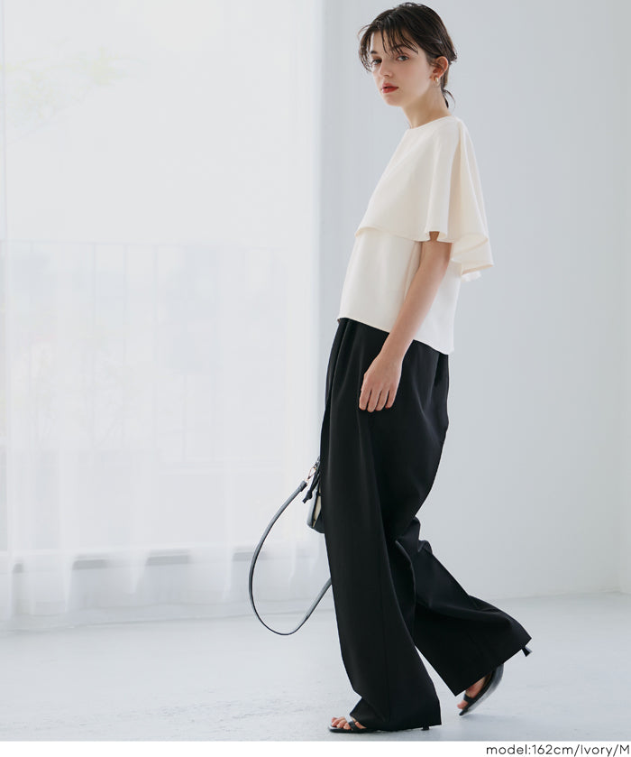 Elegant cape-style short-sleeved shirt for commuting