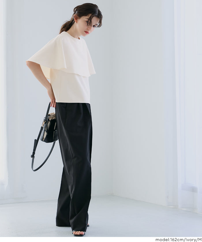 Elegant cape-style short-sleeved shirt for commuting