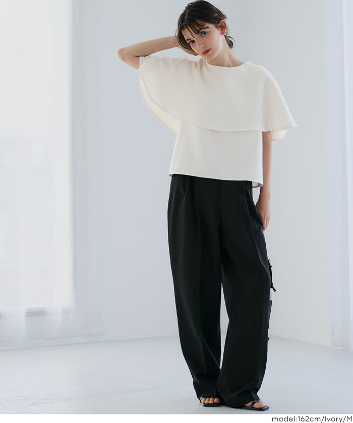 Elegant cape-style short-sleeved shirt for commuting