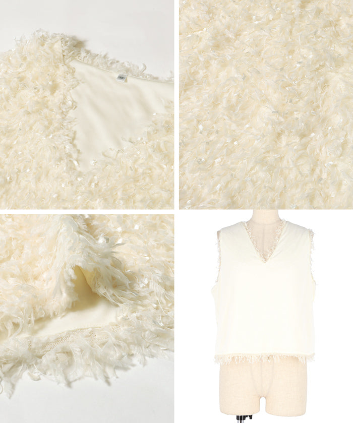 Luxurious fleece V-neck vest